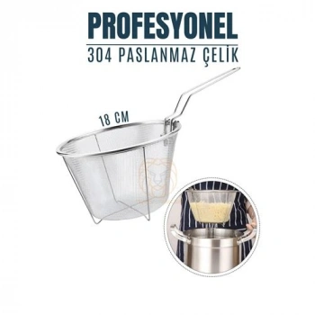Nevamel® Turk Kızartma Süzgeci Patates Kızartma Filtresi 304 Paslanmaz Çelik Mink Design