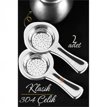 Nevamel® Turk Klasik Çay Süzgeci 304 Paslanmaz Çelik 2 ADET