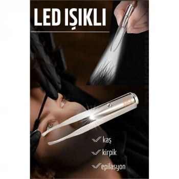 Nevamel® Turk Led Işıklı Cımbız Kirpik Kaş Cımbız Epilasyon Cımbızı