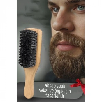 Nevamel® Turk Sakal Tarama Fırçası Ahşap Saplı
