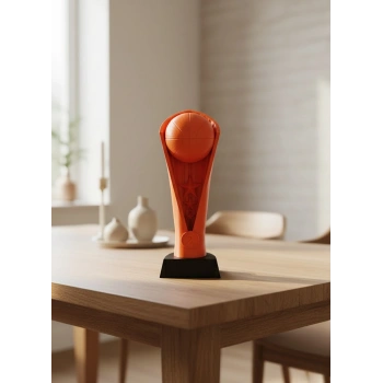 Nevamel® Turuncu Kupa 23cm Basketbol Temalı Dekoratif Ödül Biblosu