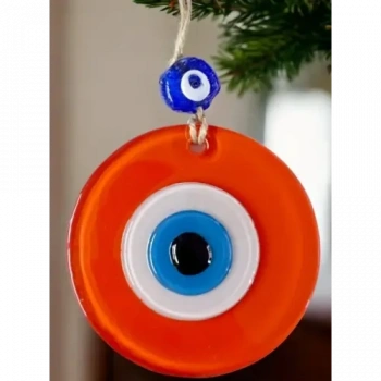 Nevamel Turuncu Nazar Boncuklu Duvar Süsü 10 Cm Cam Duvar Dekoru