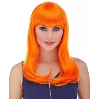 Nevamel Turuncu Renk Uzun Düz Parti Peruğu