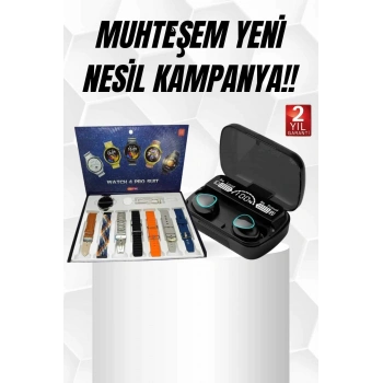 Nevamel Ucuz Kaliteli Yeni Nesil 7 Kordonlu Akıllı Saat ve Kablosuz Bluetooth Kulaklık ANC Özelliği