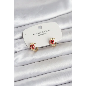 Nevamel® Uğur Böceği Model Gold Renk Pirinç Çocuk Küpe 5886