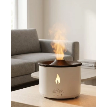 Nevamel® Ultrasonik Aromaterapi Difüzörü Alev Efektli Ortam Nemlendirici Zamanlayıcılı Sessiz Çalışma