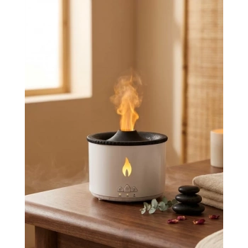 Nevamel® Ultrasonik Uçucu Yağ Difüzörü Alev Görünümlü Ortam Nemlendirici