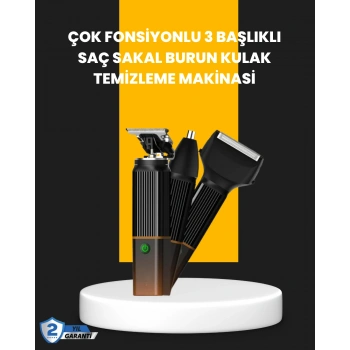 Nevamel USB-C Şarjlı 3 in 1 Erkek Bakım Cihazı – Sessiz Motorlu Saç ve Sakal Kesme Makinesi