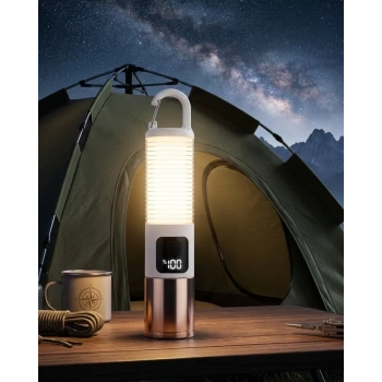 Nevamel® USB Şarjlı Kamp Feneri Çift Işık Kaynağı 500 Lümen Güç Ekranlı Taşınabilir LED Aydınlatma