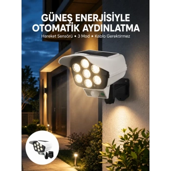 Nevamel® Uzaktan Kumandalı Güneş Enerjili LED Güvenlik Lambası Kamera Tipi Hareket Sensörlü Yeni Nesil