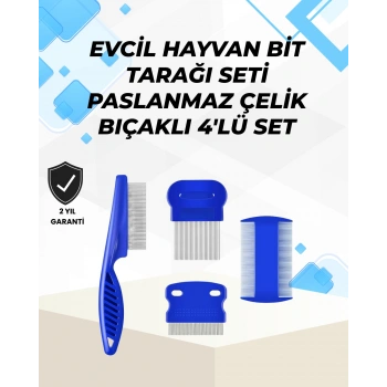 Nevamel Uzun ve Kısa Tüylü Hayvanlara Özel Bit Tarağı ve Tüy Temizleme Seti