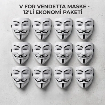 Nevamel® V for Vendetta Maskesi - 12li Paket - Plastik