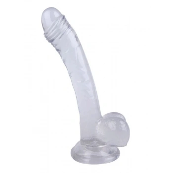Nevamel® Vantuzlu Testisli Şeffaf Jel Gerçekçi Dildo 19Cm