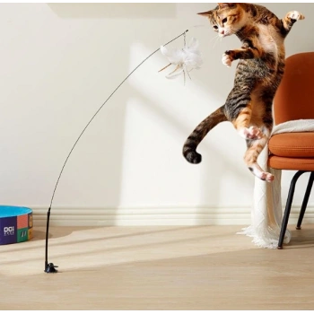 Nevamel Vantuzlu Tüylü Zilli Kedi Oyun Oltası