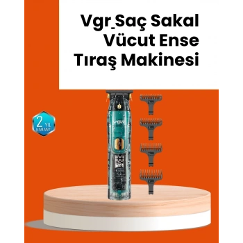 Nevamel VGR V-695 Şarjlı Saç Sakal Tıraş Makinesi 2600mAh Batarya ve Kılavuz Taraklı