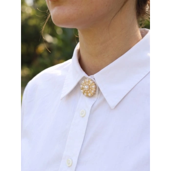 Nevamel® Vintage Model Gold Renk Düğme veya Manşet Broşu 5886