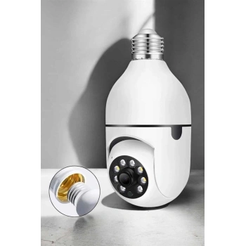 Nevamel® Wifi Kamera Duylu Ampul Görünümlü 360 Derece Dönebilen Ev Kamerası