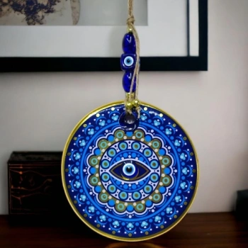 Nevamel Yaldızlı Nazar Boncuklu Mavi Pembe Renkli Duvar Süsü