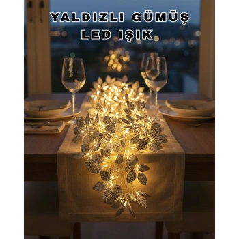 Nevamel® Yaprak Şekilli Gümüş LED Işık Pilli Dekoratif Aydınlatma