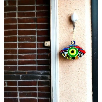 Nevamel Yeşil Göz Modelli Füzyon Cam Duvar Dekorasyonu