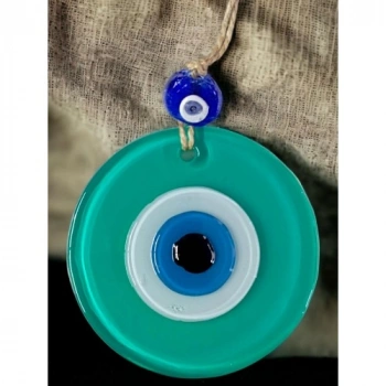 Nevamel Yeşil Nazar Boncuklu Duvar Süsü 10 Cm Cam Duvar Dekoru