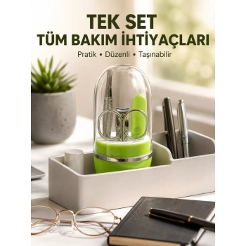 Nevamel® Yeşil Tırnak Bakım Seti Cımbız Makas Tırnak Makası ve Törpü