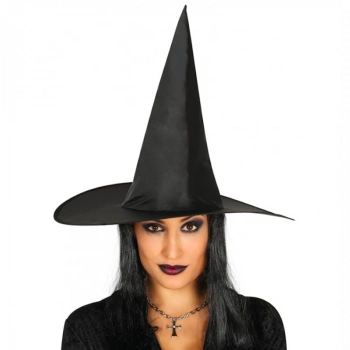 Nevamel Yetişkin Boy Siyah Cadı Şapkası ve Uzun Siyah Cadı Peruğu