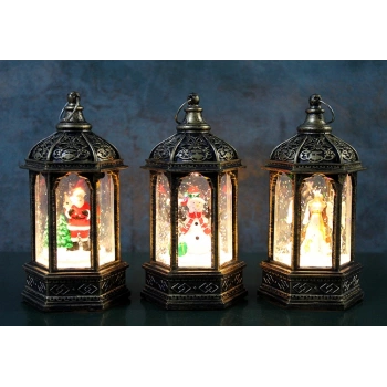 Nevamel Yılbaşı Temalı Işıklı Kar Küresi Siyah Tasarım