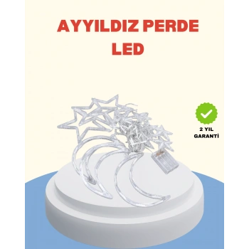 Nevamel® Yıldız Ay Tasarımlı Prizli Perde LED Işık İç Mekan Dekoru