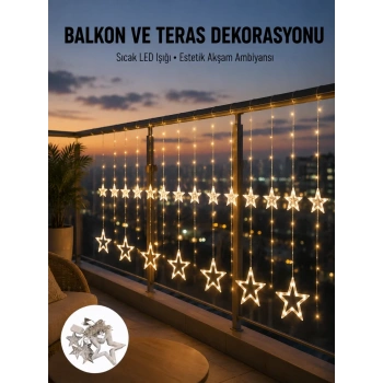 Nevamel® Yıldız Figürlü Perde Peri Led 3x3 Metre Dekoratif Işık Yeni Nesil