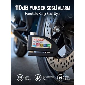 Nevamel® Yüksek Sesli 110dB Çelik Disk Kilidi Su Geçirmez Yeni Nesil