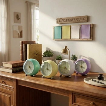 Nevamel® Yuvarlak Metal Renkli Çalar Saat