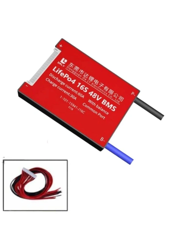 Daly Bms 16S 60A 48V LifePO4 Balanslı Ortak Port