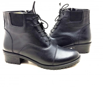 4052 AYMODA BAYAN KLASİK HAKİKİ DERİ TOPUKLU FERMARLI BOT