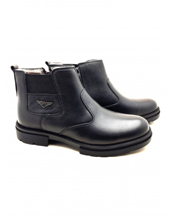 3407 AYMODA ERKEK İÇİ KÜRKLÜ RAHAT FERMARLI DERİ BOT