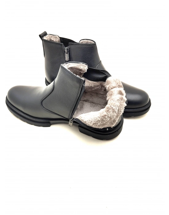 3407 AYMODA ERKEK İÇİ KÜRKLÜ RAHAT FERMARLI DERİ BOT