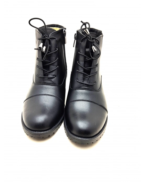 4052 AYMODA BAYAN KLASİK HAKİKİ DERİ TOPUKLU FERMARLI BOT