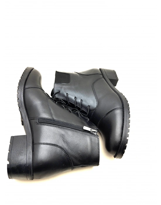 4052 AYMODA BAYAN KLASİK HAKİKİ DERİ TOPUKLU FERMARLI BOT