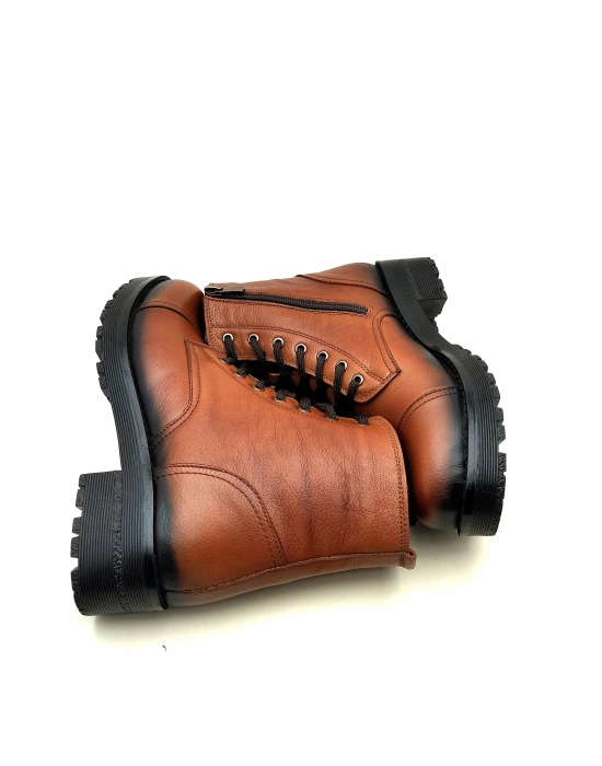 5002 MODA HAKİKİ DERİ KISA FERMARLI BAĞCIKLI KADIN POSTAL BOT