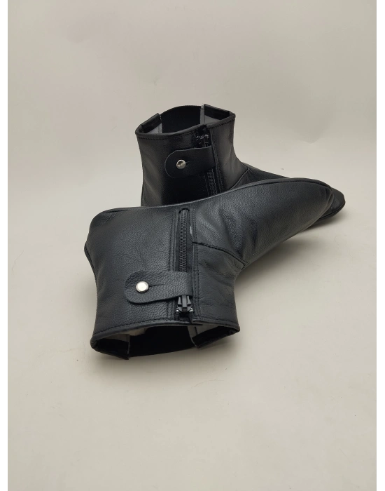 AYMODA ERKEK HAKİKİ DERİ İÇİ PAMUK ASTARLI FERMARLI LASTİKLİ MES