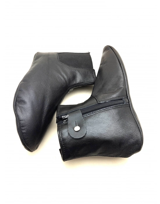 AYMODA ERKEK HAKİKİ DERİ İÇİ PAMUK ASTARLI FERMARLI LASTİKLİ MES