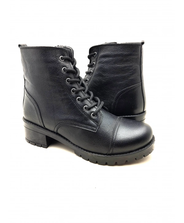 5002 MODA HAKİKİ DERİ KISA FERMARLI BAĞCIKLI KADIN POSTAL BOT