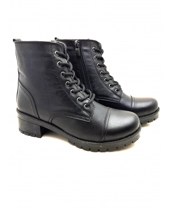 5002 MODA HAKİKİ DERİ KISA FERMARLI BAĞCIKLI KADIN POSTAL BOT