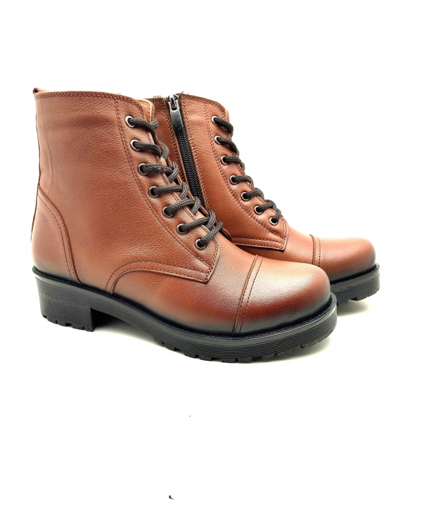 5002 MODA HAKİKİ DERİ KISA FERMARLI BAĞCIKLI KADIN POSTAL BOT