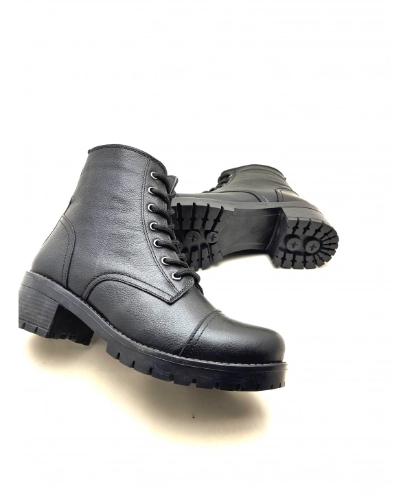 5002 MODA HAKİKİ DERİ KISA FERMARLI BAĞCIKLI KADIN POSTAL BOT