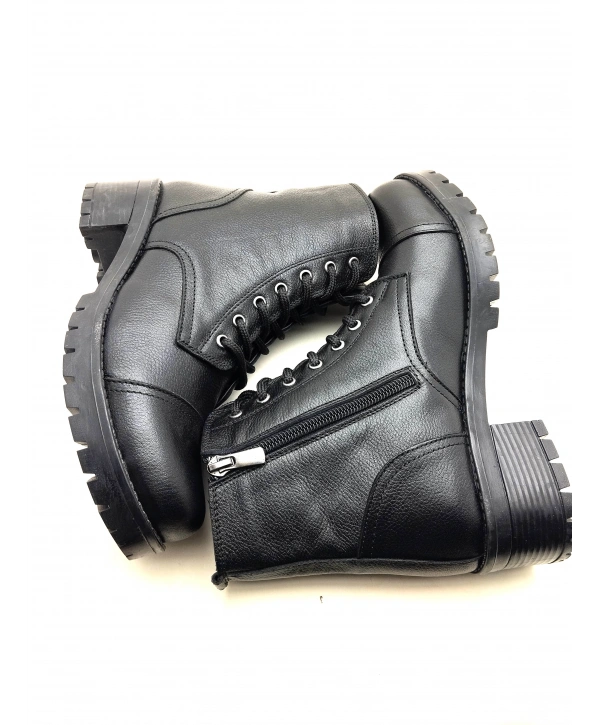 5002 MODA HAKİKİ DERİ KISA FERMARLI BAĞCIKLI KADIN POSTAL BOT