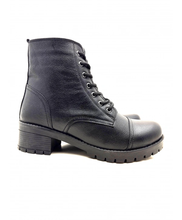 5002 MODA HAKİKİ DERİ KISA FERMARLI BAĞCIKLI KADIN POSTAL BOT