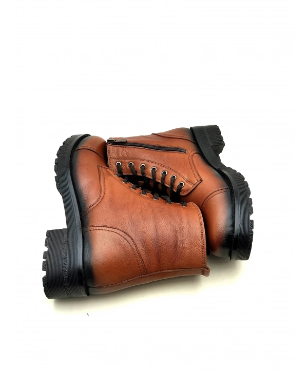 5002 MODA HAKİKİ DERİ KISA FERMARLI BAĞCIKLI KADIN POSTAL BOT