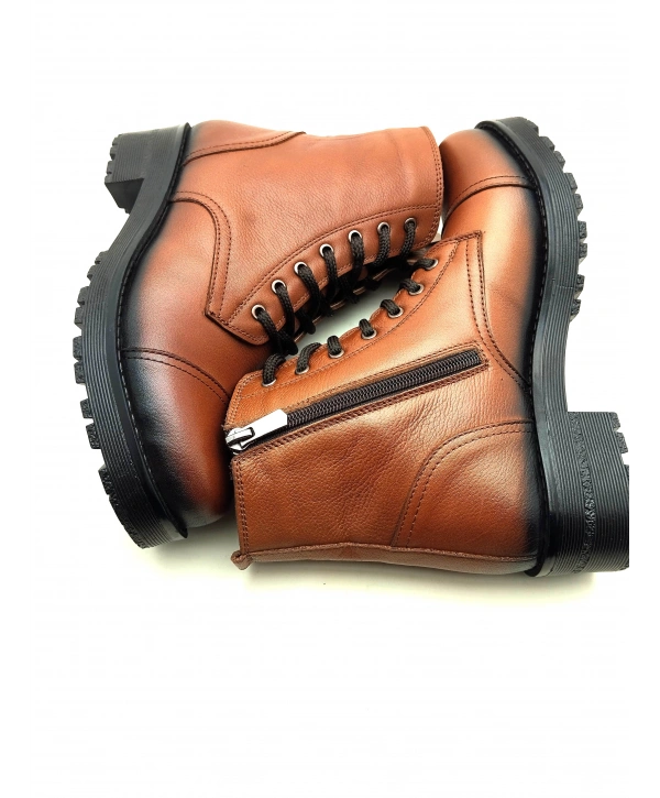 5002 MODA HAKİKİ DERİ KISA FERMARLI BAĞCIKLI KADIN POSTAL BOT