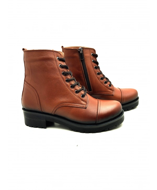 5002 MODA HAKİKİ DERİ KISA FERMARLI BAĞCIKLI KADIN POSTAL BOT